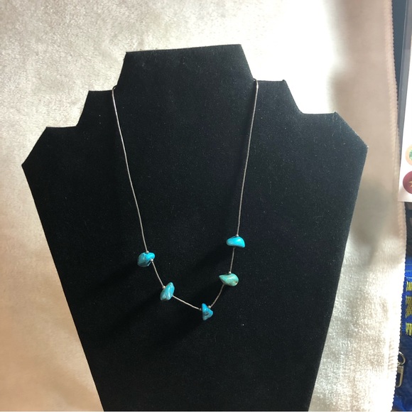Vintage Jewelry - Vintage Native American sterling silver and turquoise nugget necklace